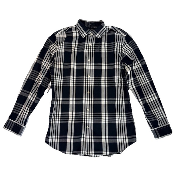 Banana Republic Other - BANANA REPUBLIC Camden Fit Black White Plaid Button Down Shirt Large Non Iron